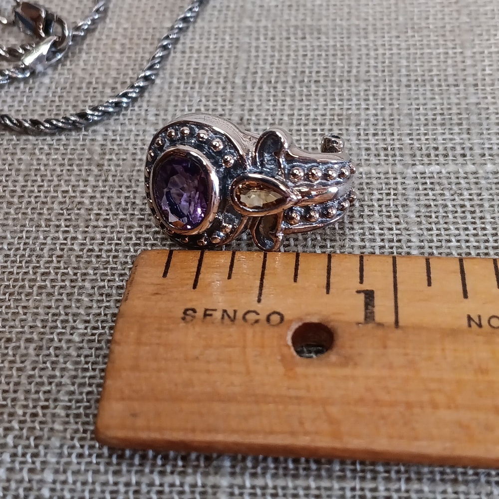 OC Tanner Sterling Silver Amethyst Pendant Necklace Pierced Earrings Set - Picture 13 of 15